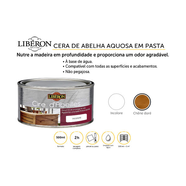 Liberon Cera de Abelha Aquosa em Pasta 500ml